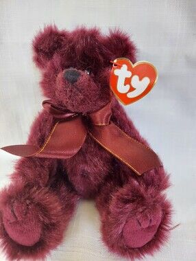 Vintage 1993 TY The Attic Treasures Collection Beargundy 8" Jointed Plush Bear